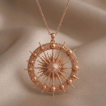 Sun Star Pendant Necklace | 925 Sterling Silver for Women | Intricate Celestial Design | Meaningful Symbolic Gift