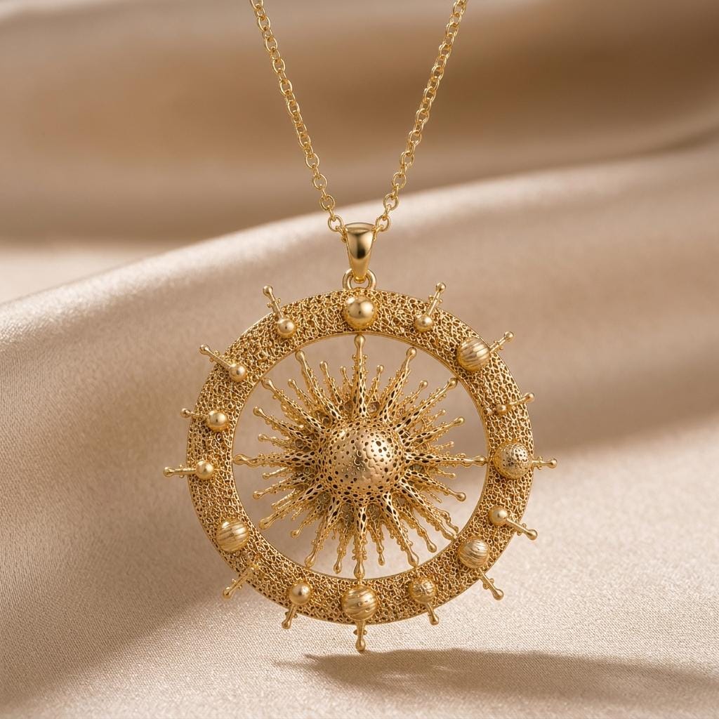 Sun Star Pendant Necklace | 925 Sterling Silver for Women | Intricate Celestial Design | Meaningful Symbolic Gift