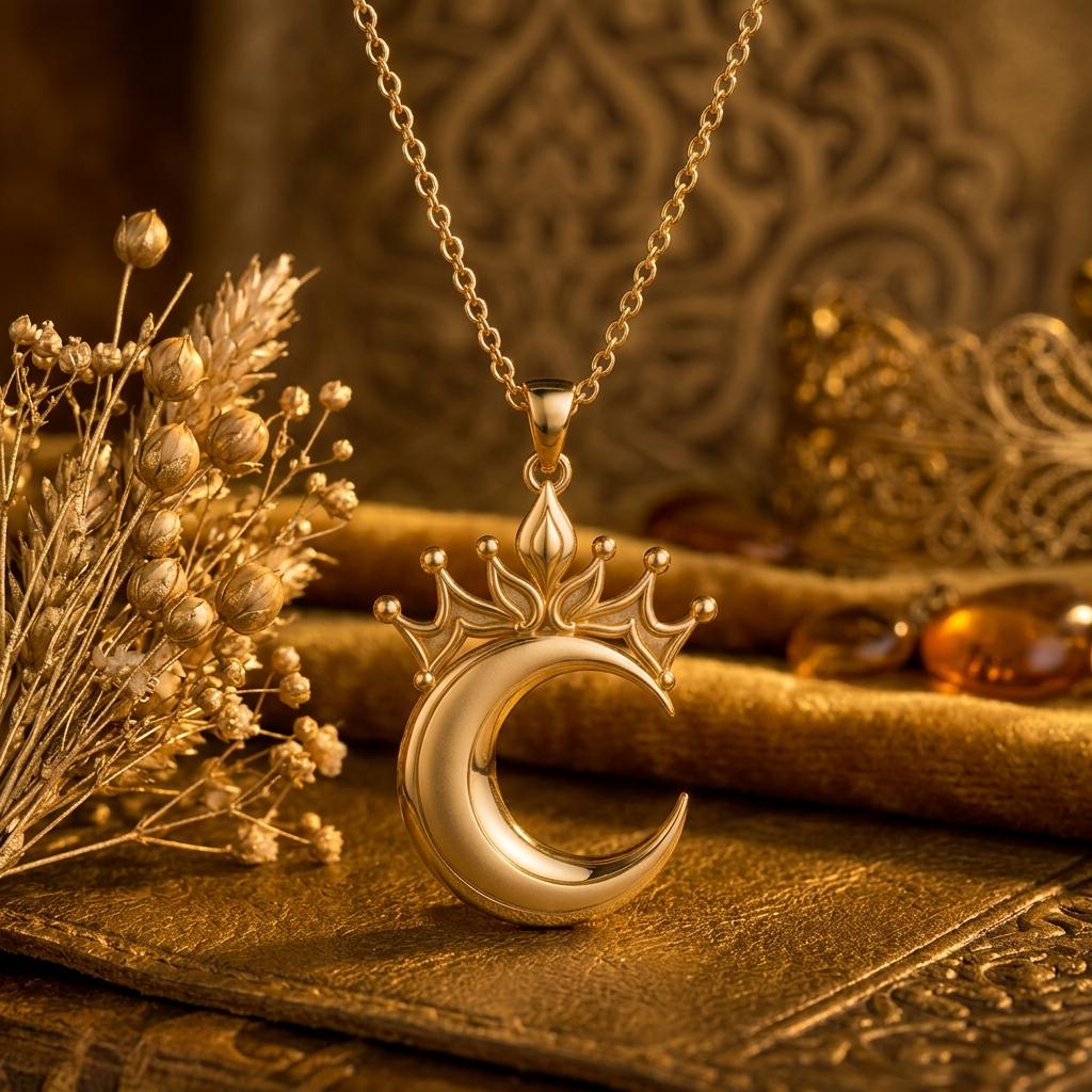 Lunar Queen Pendant | 925 Sterling Silver | Celestial Crown Moon | Empowerment Gift for Her