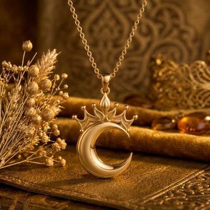 Lunar Queen Pendant | 925 Sterling Silver | Celestial Crown Moon | Empowerment Gift for Her
