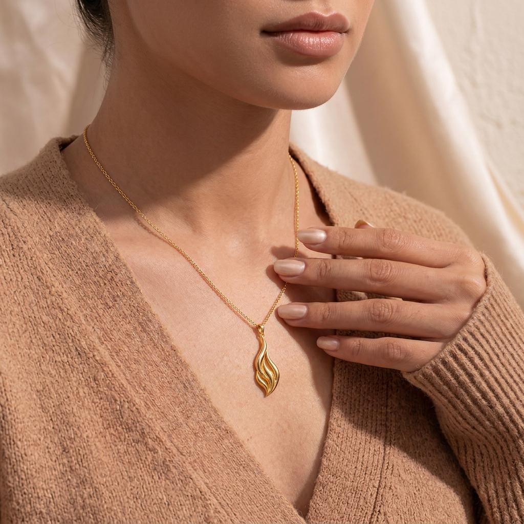 Aurora Flame Necklace | Sterling Silver | Abstract Flame Design | Meaningful Gift for Her