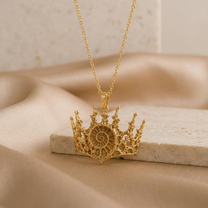 Fossil Crown Necklace | 925 Sterling Silver | Ancient Crown Design | Empowerment Gift