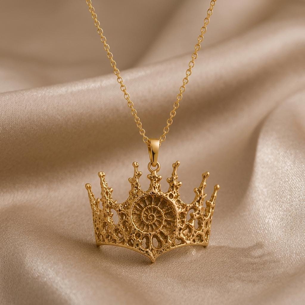 Fossil Crown Necklace | 925 Sterling Silver | Ancient Crown Design | Empowerment Gift