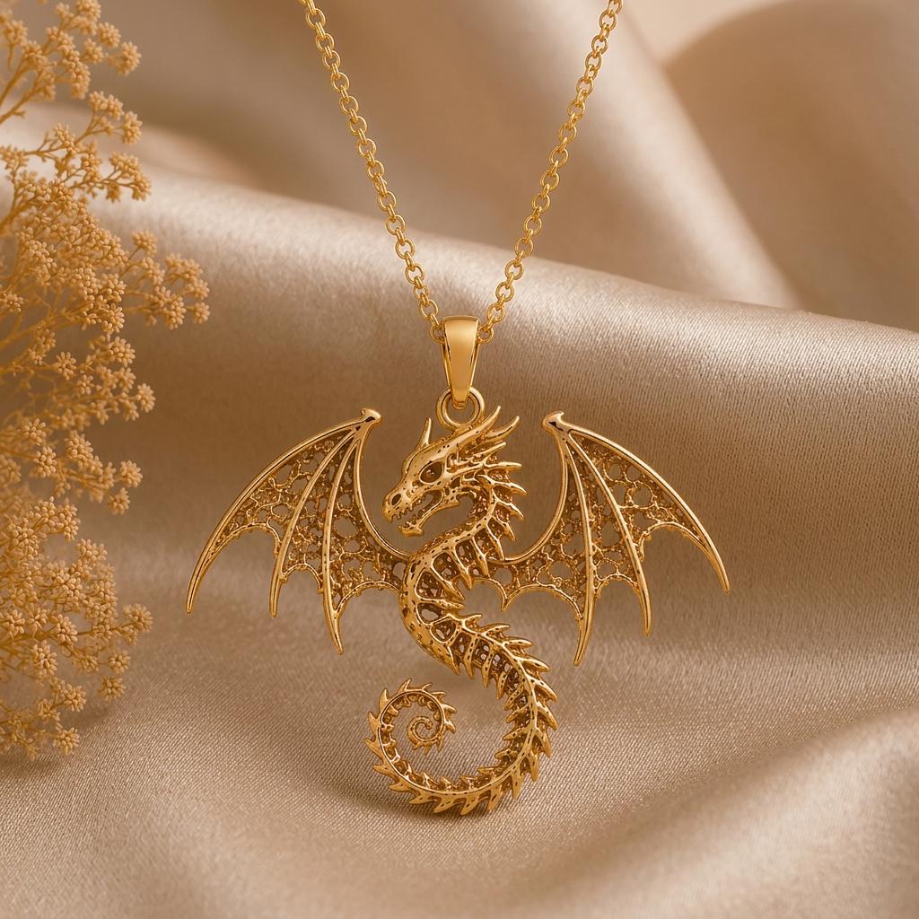 Ancient Dragon Fossil | 925 Sterling Silver | Mythical Dragon Jewelry | Fantasy Lover Gift