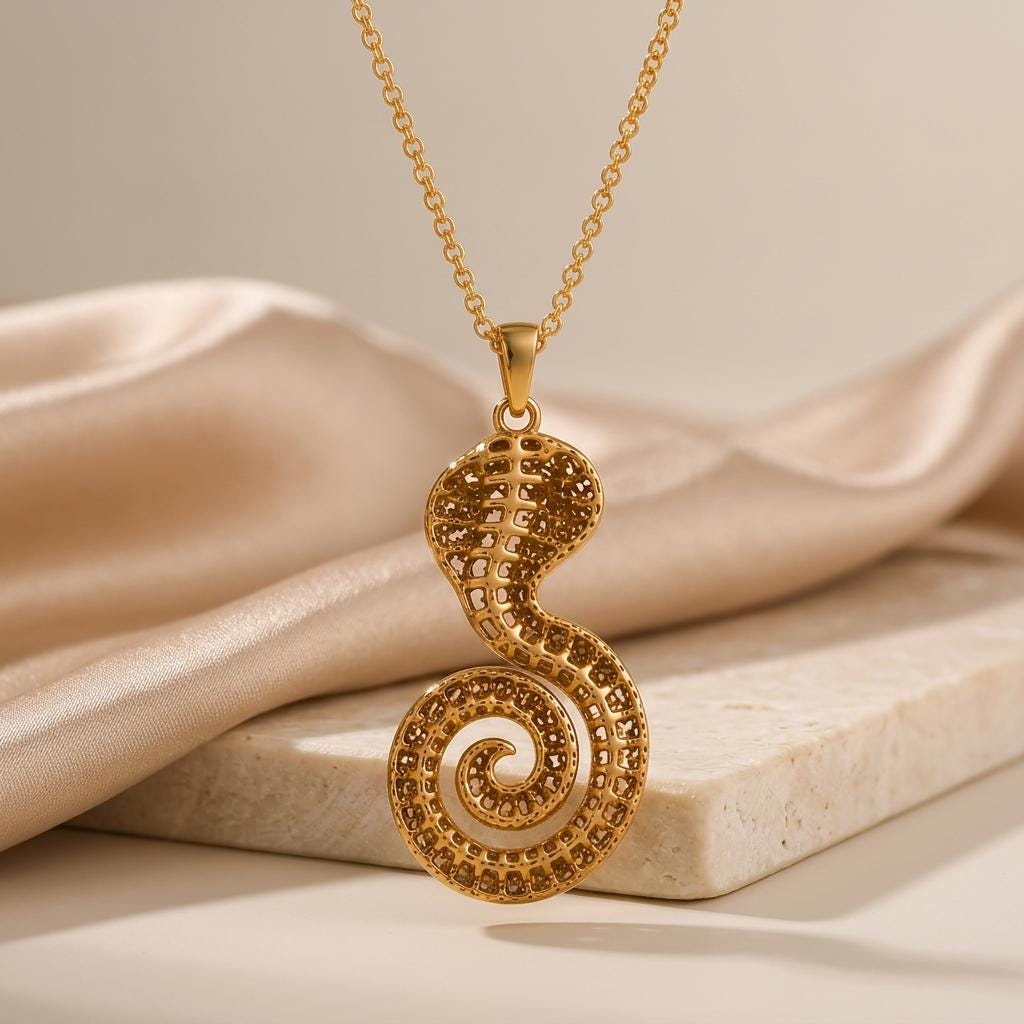 Sacred Cobra Fossil | Sterling Silver | Mystical Animal Design | Wisdom & Protection Gift