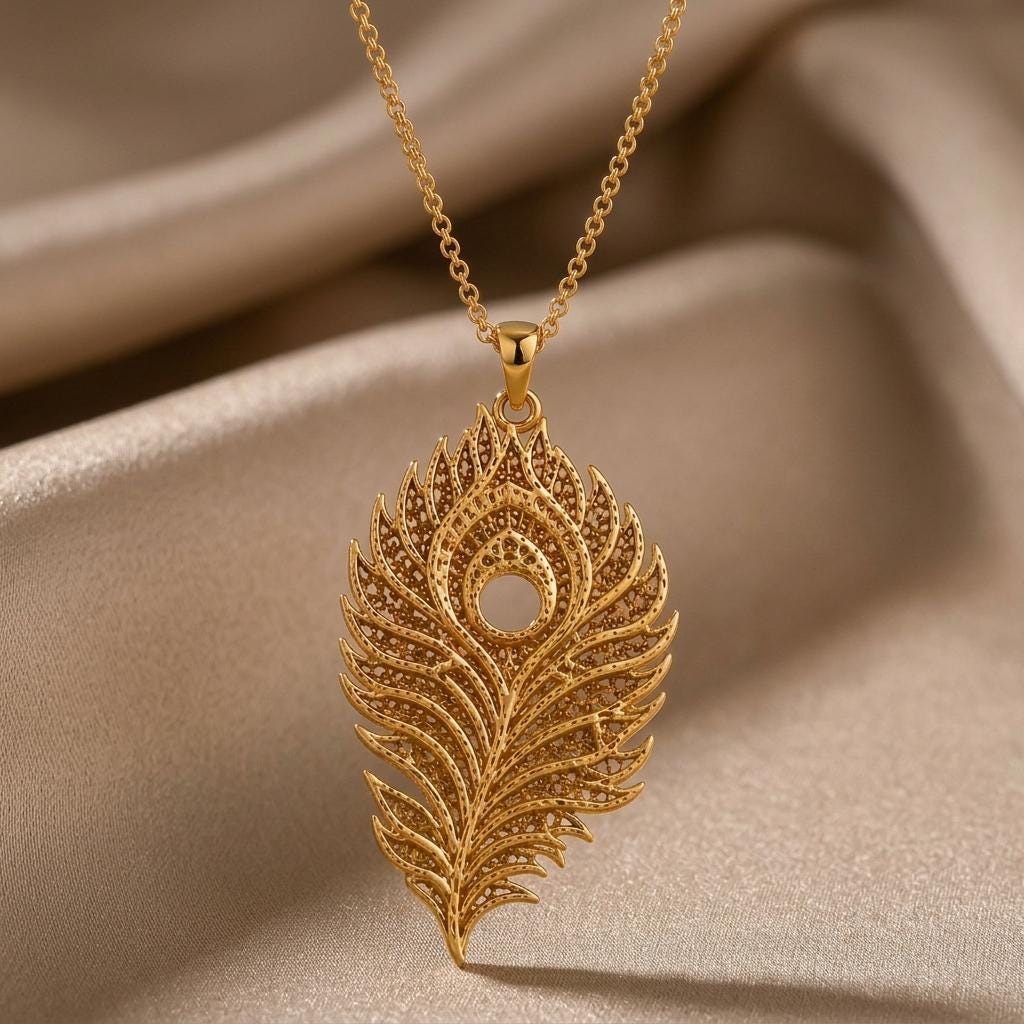 Lunar Peacock Relic pendant | 925 Sterling Silver | Peacock Feather Design | Meaningful Gift for Her