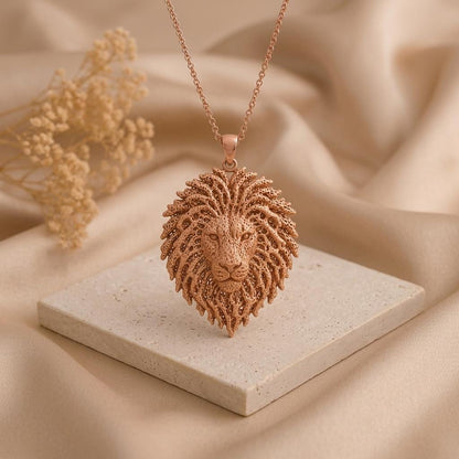 Ancient Lion Fossil pendant | 925 Sterling Silver Necklace | Nature Inspired Textured Design | Symbol of Strength Gift