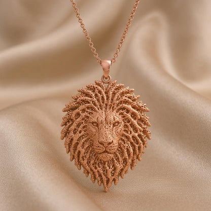 Ancient Lion Fossil pendant | 925 Sterling Silver Necklace | Nature Inspired Textured Design | Symbol of Strength Gift