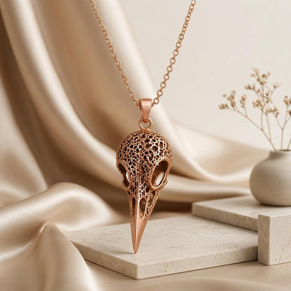 Raven Skull Relic pendant | Sterling Silver | Gothic Nature Theme | Unique Statement Gift