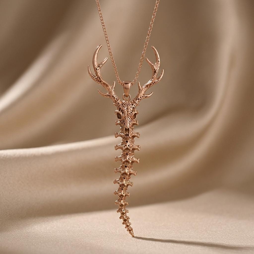Sacred Deer Spine Necklace | 925 Sterling Silver | Nature Inspired Jewelry | Symbolic Nature Gift