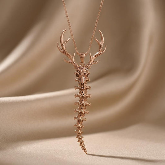 Close-up of handmade Sacred Deer Spine Necklace | 925 Sterling Silver | Nature Inspired Jewelry | Symbolic Nature Gift