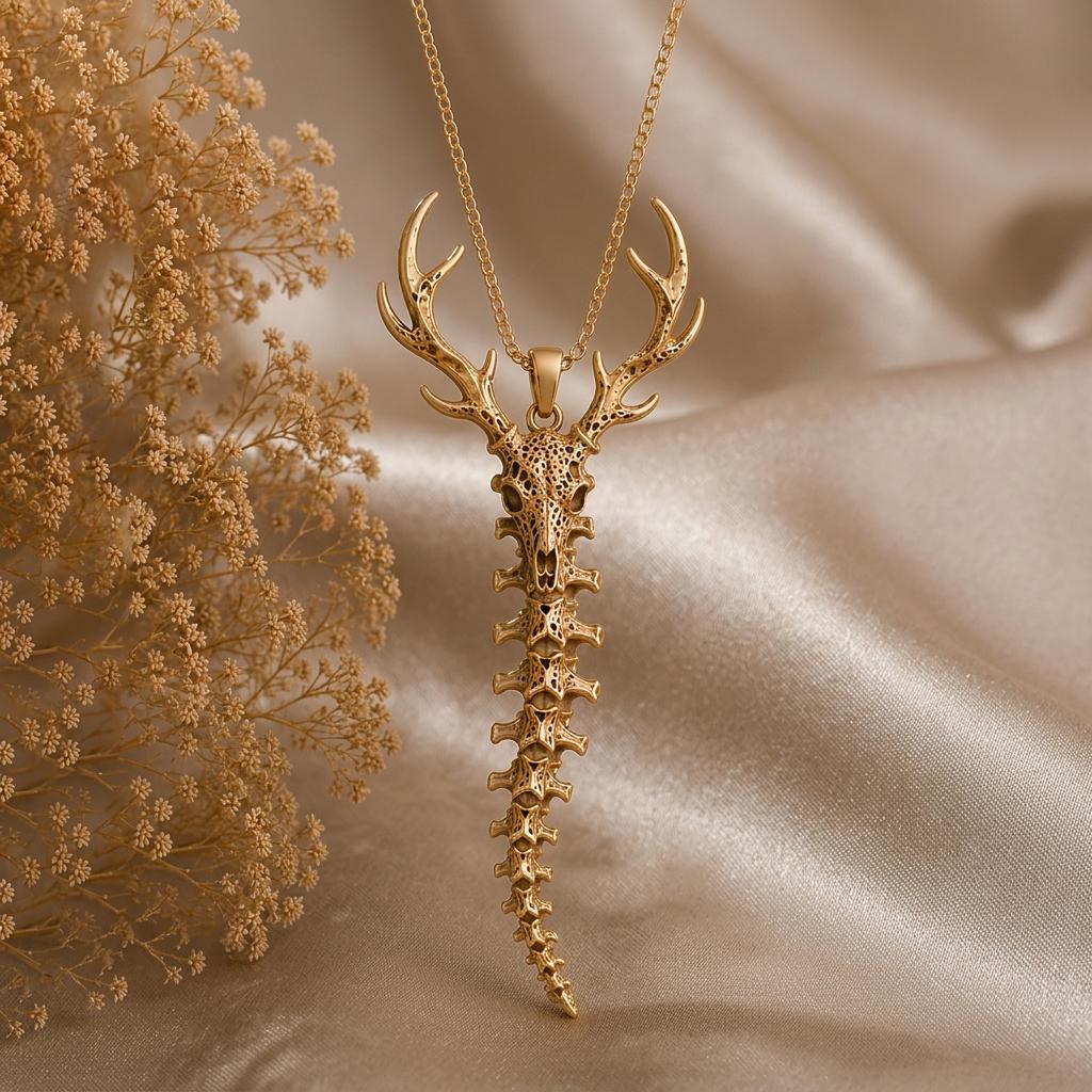 Sacred Deer Spine Necklace | 925 Sterling Silver | Nature Inspired Jewelry | Symbolic Nature Gift