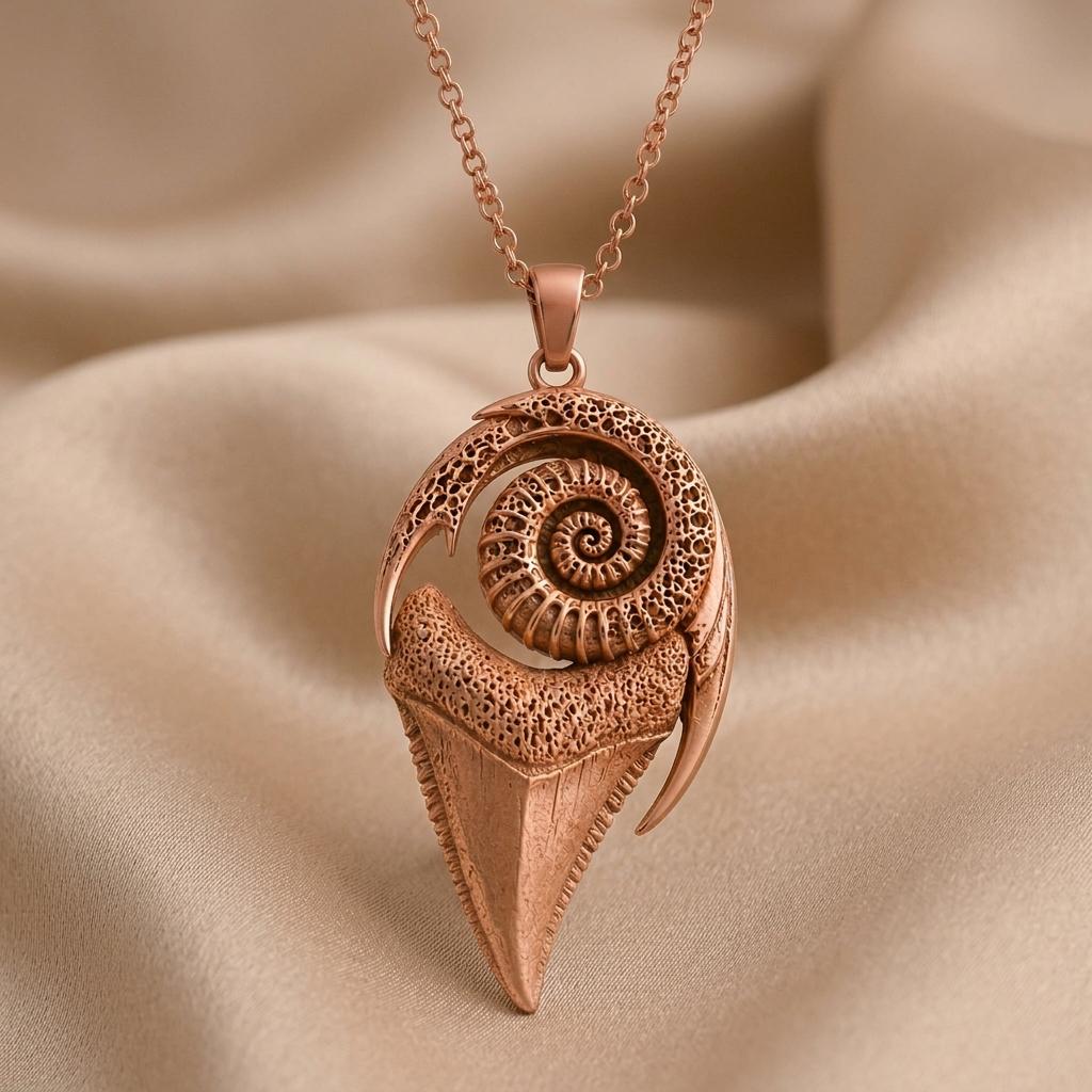 Sacred Shark Fossil pendant | Sterling Silver Jewelry | Ancient Ocean Mystical Style | Gift for Nature Lovers