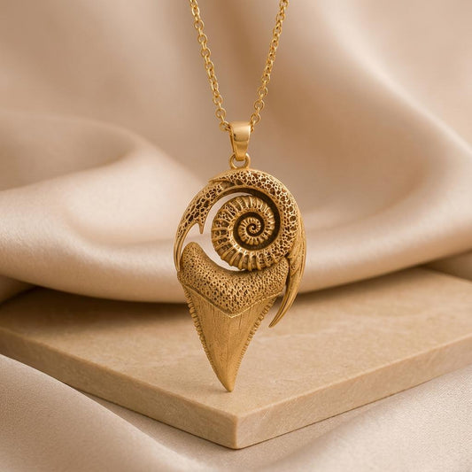 Sacred Shark Fossil pendant | Sterling Silver Jewelry | Ancient Ocean Mystical Style | Gift for Nature Lovers