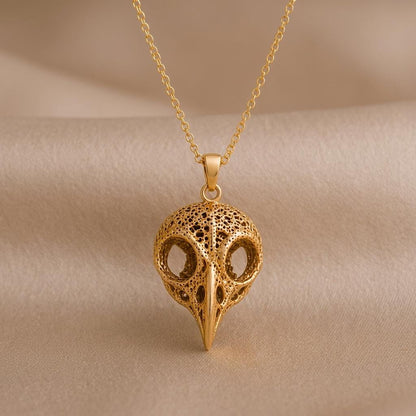 Ancient Owl Skull Pendant | 925 Sterling Silver Pendant | Gothic Nature Inspired | Unique Statement Gift