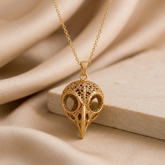 Ancient Owl Skull Pendant | 925 Sterling Silver Pendant | Gothic Nature Inspired | Unique Statement Gift