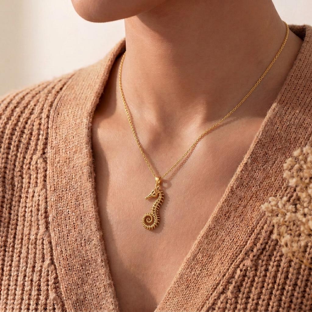 Fossil Seahorse Spine pendant | 925 Sterling Silver | Oceanic Nature Inspired | Unique Nature Lover Gift