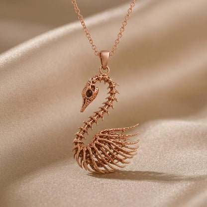 Fossil Swan Skeleton | 925 Sterling Silver Necklace | Skeletal Nature Theme | Unique Gift for Nature Lovers
