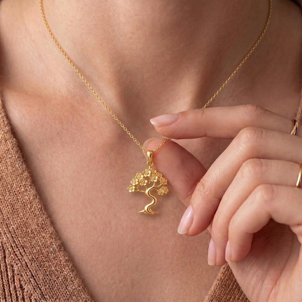 Sakura Cloud Bonsai Necklace | 925 Sterling Silver | Nature Inspired Design | Meaningful Gift for Her