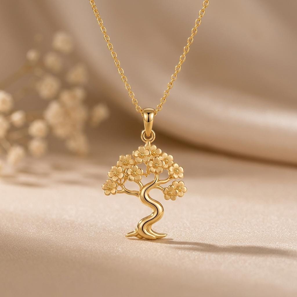 Sakura Cloud Bonsai Necklace | 925 Sterling Silver | Nature Inspired Design | Meaningful Gift for Her