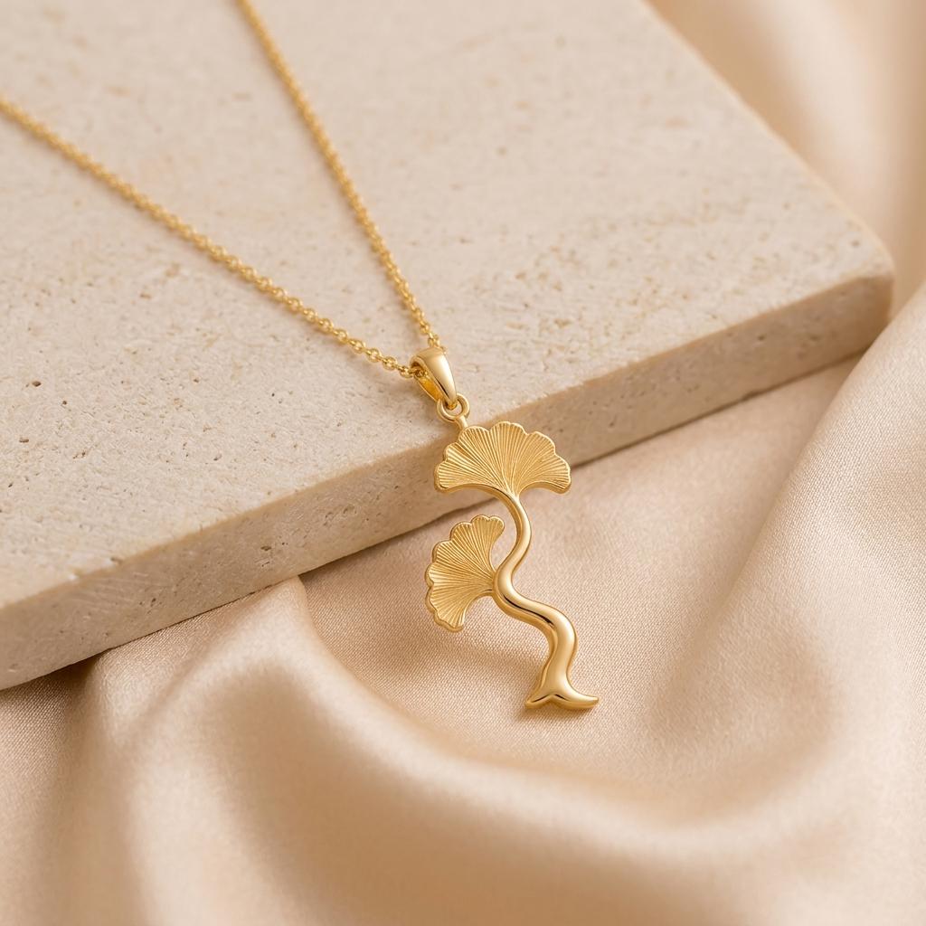 Ginkgo Wave Pendant | Sterling Silver | Nature Inspired | Symbolic Gift