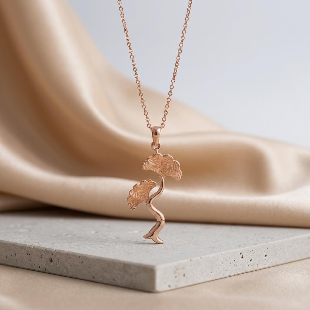 Ginkgo Wave Pendant | Sterling Silver | Nature Inspired | Symbolic Gift