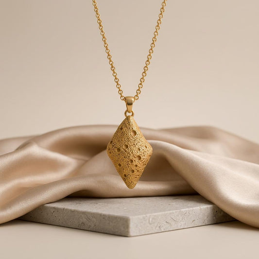 Front view of Davida Asteroid Pendant Necklace | 925 Sterling Silver | Celestial Textured Design | Unique Statement Gift in 925 sterling silver