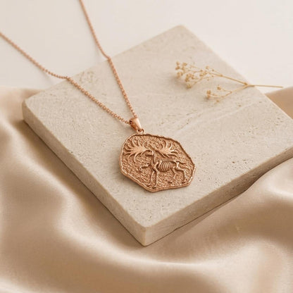 Dire Wolf Fossil Pendant Necklace | 925 Sterling Silver | Prehistoric Animal Theme | Unique Statement Gift
