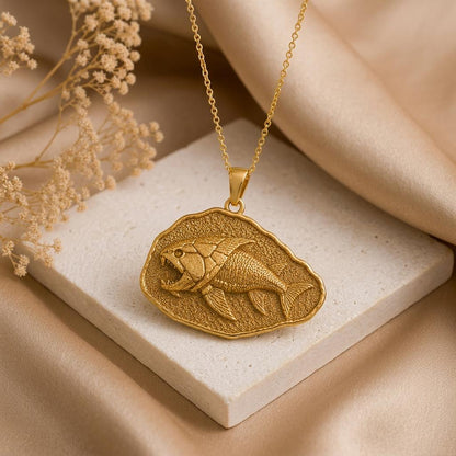 Dunkleosteus Fossil Pendant Necklace | 925 Sterling Silver | Prehistoric Marine Life | Unique Science Gift