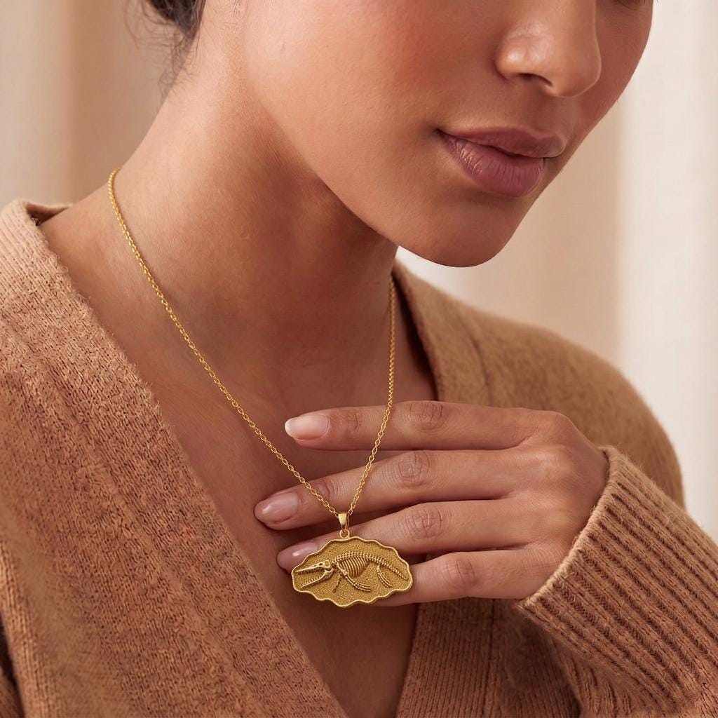 Livyatan Fossil Pendant Necklace | 925 Sterling Silver | Paleontology Theme | Unique Gift for Explorers