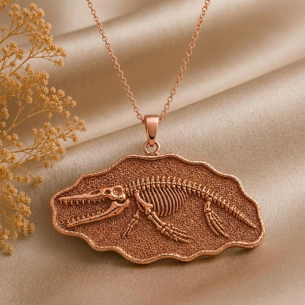 Livyatan Fossil Pendant Necklace | 925 Sterling Silver | Paleontology Theme | Unique Gift for Explorers