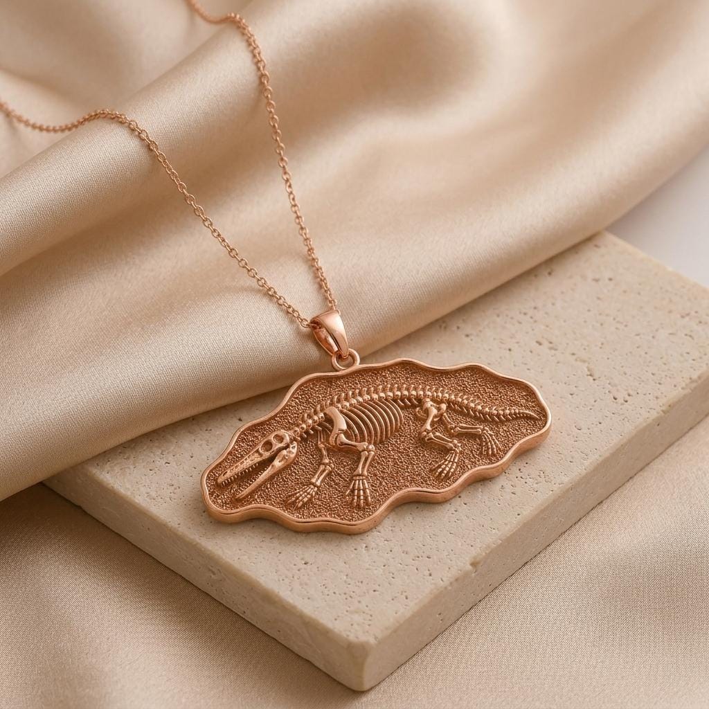 Ambulocetus Fossil Pendant | 925 Sterling Silver | Paleontology Inspired | Gift for Science Lovers