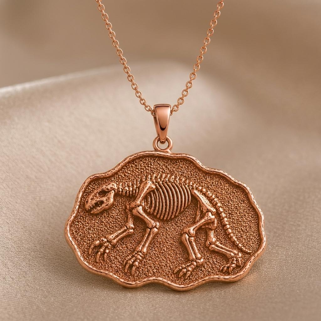 Megatherium Fossil Pendant | 925 Sterling Silver Jewelry | Prehistoric Creature Theme | Paleontology Lover Gift