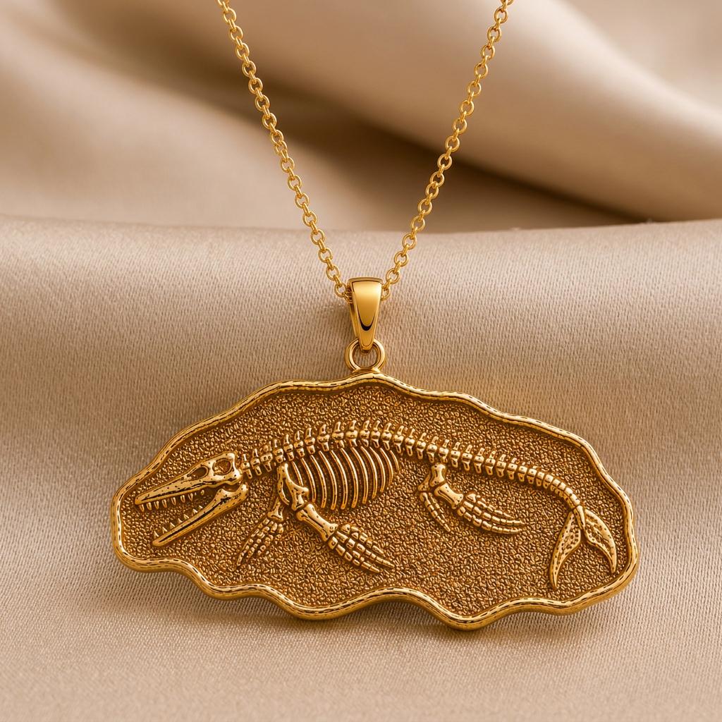 Basilosaurus Fossil Pendant | 925 Sterling Silver | Paleontology Theme | Thoughtful Science Gift