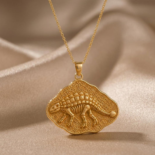 Ankylosaurus Fossil Pendant | 925 Sterling Silver | Prehistoric Dinosaur Theme | Unique Science Gift