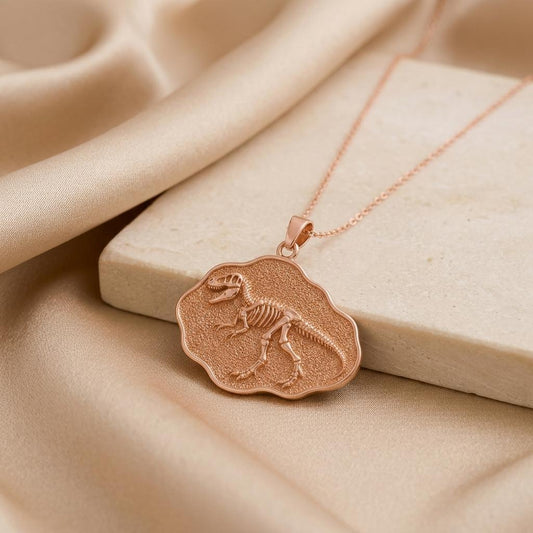 Allosaurus Fossil Pendant Necklace | 925 Sterling Silver | Prehistoric Fossil Theme | Gift for Paleontology Enthusiasts