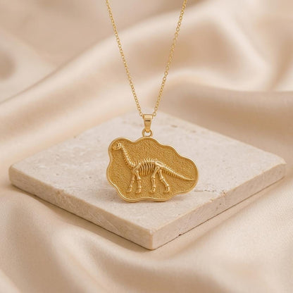 Brachiosaurus Fossil Pendant Necklace | 925 Sterling Silver | Prehistoric Fossil Style | Gift for Science Lovers