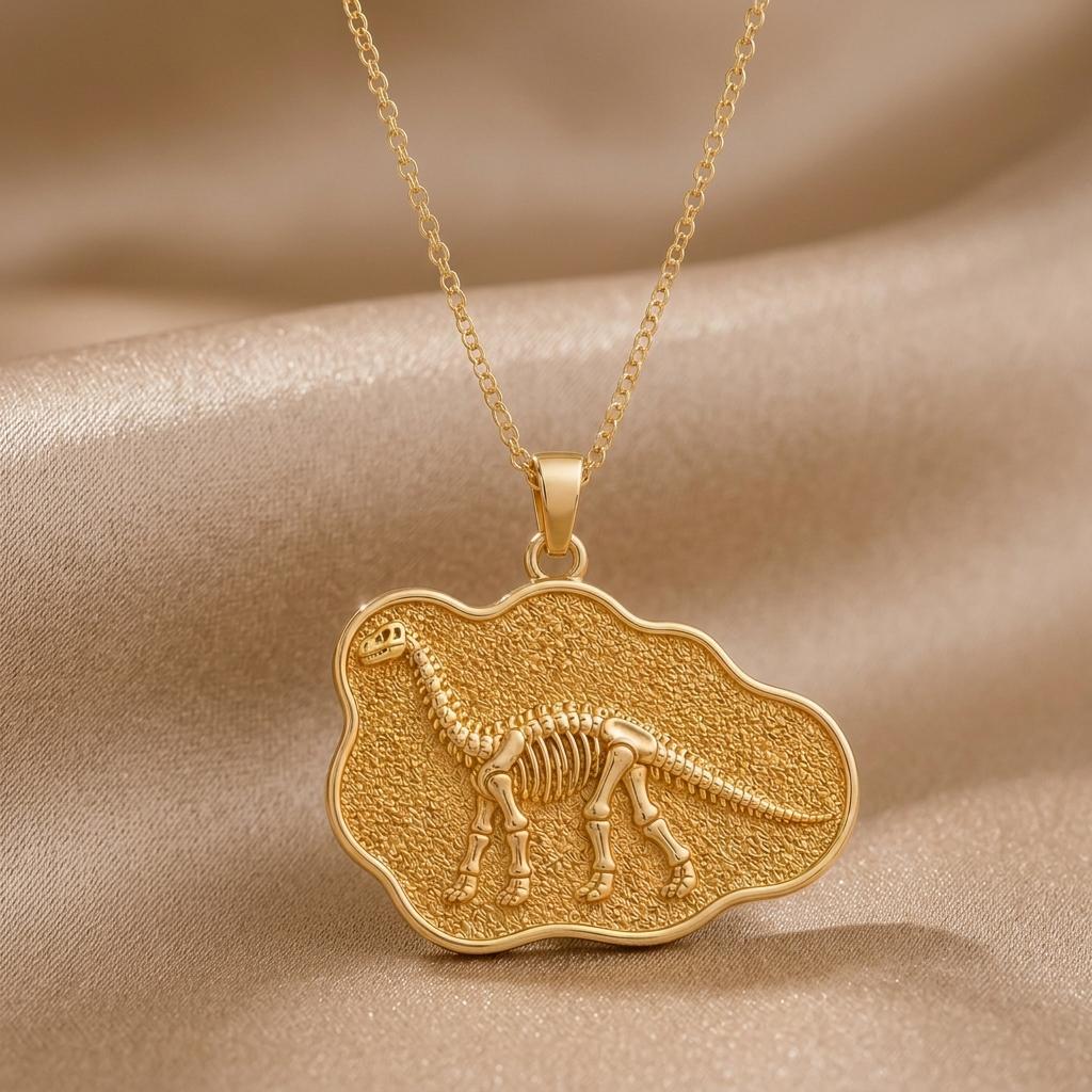 Brachiosaurus Fossil Pendant Necklace | 925 Sterling Silver | Prehistoric Fossil Style | Gift for Science Lovers