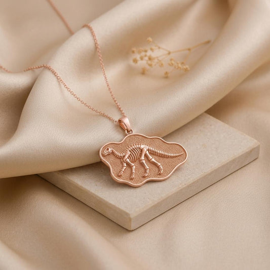 Iguanodon Fossil Pendant Necklace | 925 Sterling Silver | Dinosaur Fossil Theme | Science Lover Gift