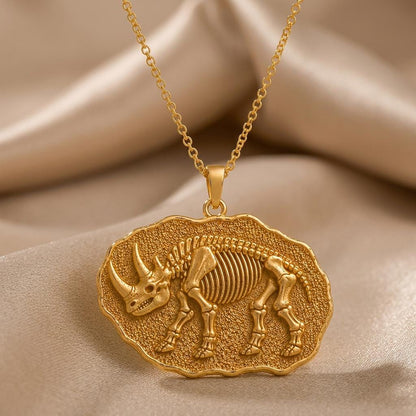 Arsinoitherium Fossil Pendant Necklace | 925 Sterling Silver | Prehistoric Animal Theme | Unique Science Gift