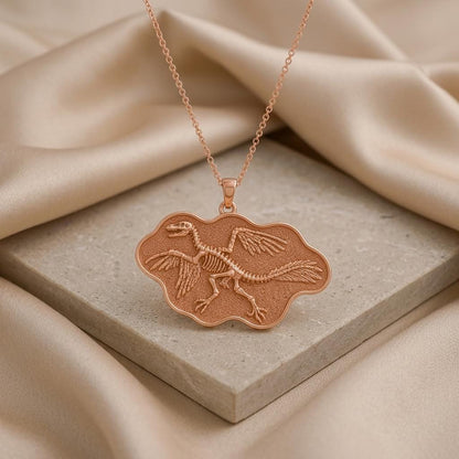 Microraptor Fossil Pendant | 925 Sterling Silver | Dinosaur Fossil Theme | For Science Enthusiasts