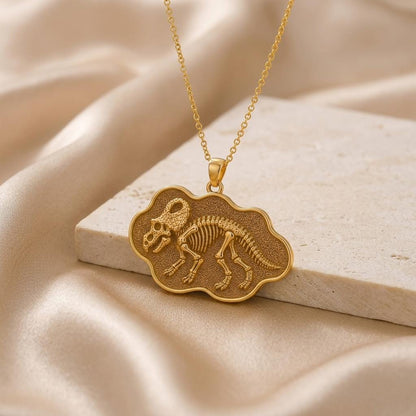Protoceratops Fossil Pendant | 925 Sterling Silver | Dinosaur Fossil Theme | Unique Paleontology Gift