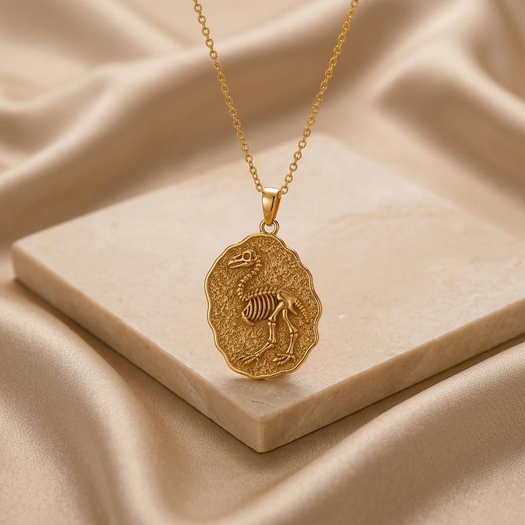 Aepyornis Fossil Pendant Necklace | 925 Sterling Silver | Paleontology Inspired Design | Unique Paleontology Gift