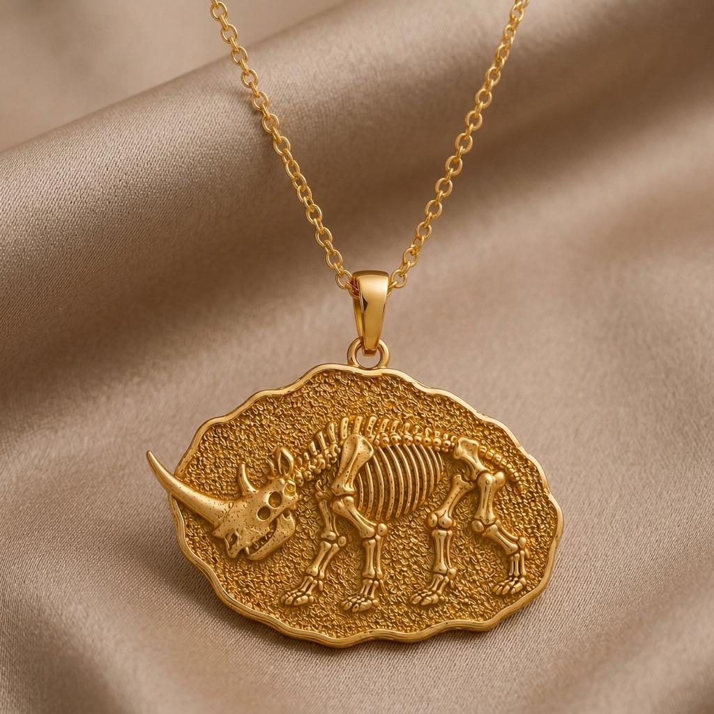 Elasmotherium Fossil Pendant | 925 Sterling Silver | Prehistoric Fossil Design | Unique Science Lover Gift