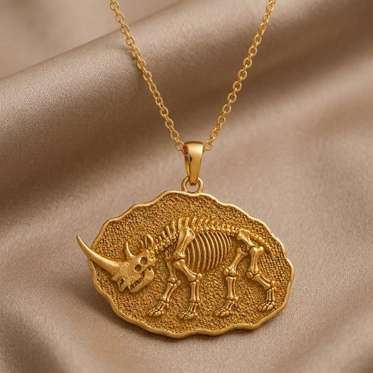 Elasmotherium Fossil Pendant | 925 Sterling Silver | Prehistoric Fossil Design | Unique Science Lover Gift