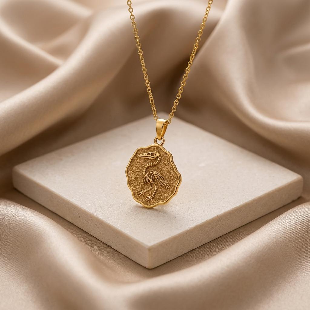 Ichthyornis Fossil Pendant | Plated Sterling Silver | Paleontology Inspired | Unique Science Gift