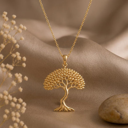 Elm Whisper Necklace | Gold Plated Sterling Silver | Tree of Life Design | Symbolic Family Present