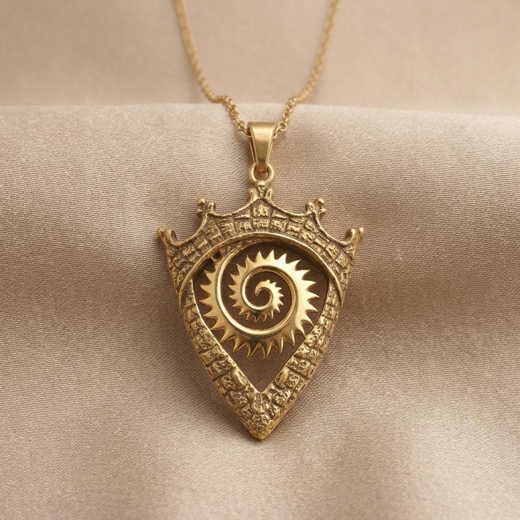Helicoprion Crown Pendant | 925 Sterling Silver | Ancient Spiral Symbolism | Unique Statement Gift