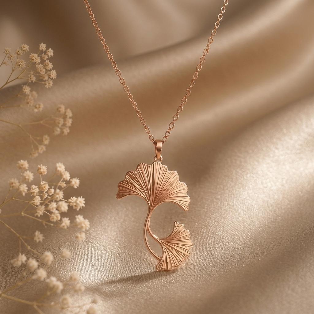 Ginkgo Wave Necklace | 925 Sterling Silver | Botanical Nature Theme | Meaningful Gift for Her