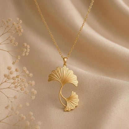 Ginkgo Wave Necklace | 925 Sterling Silver | Botanical Nature Theme | Meaningful Gift for Her